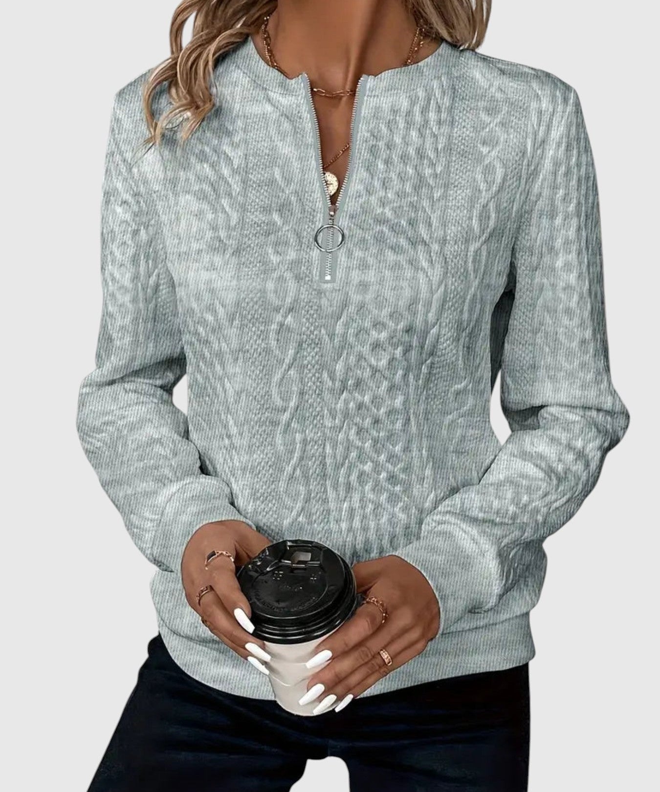 Amalie | Kötött pulóver cipzárral elegáns