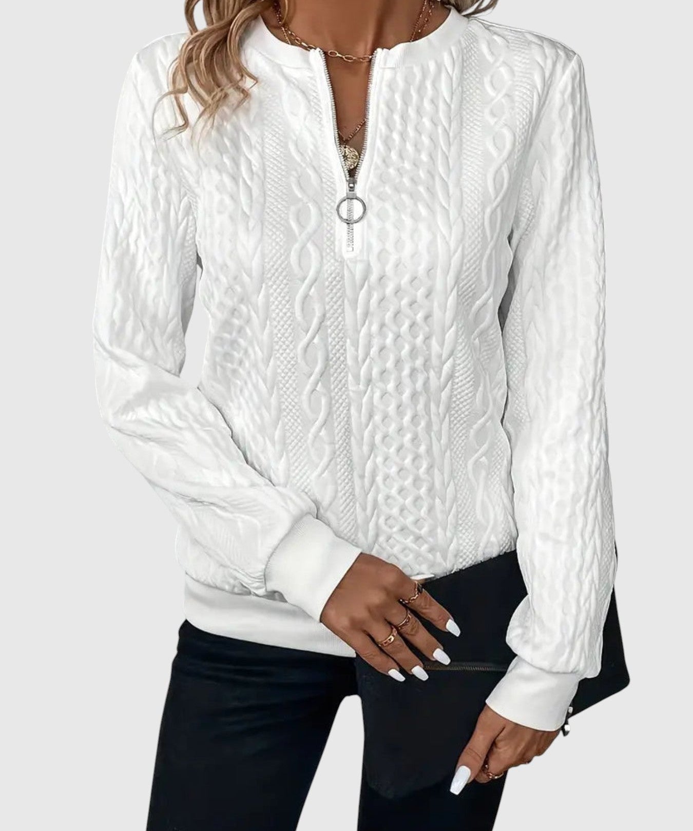 Amalie | Kötött pulóver cipzárral elegáns