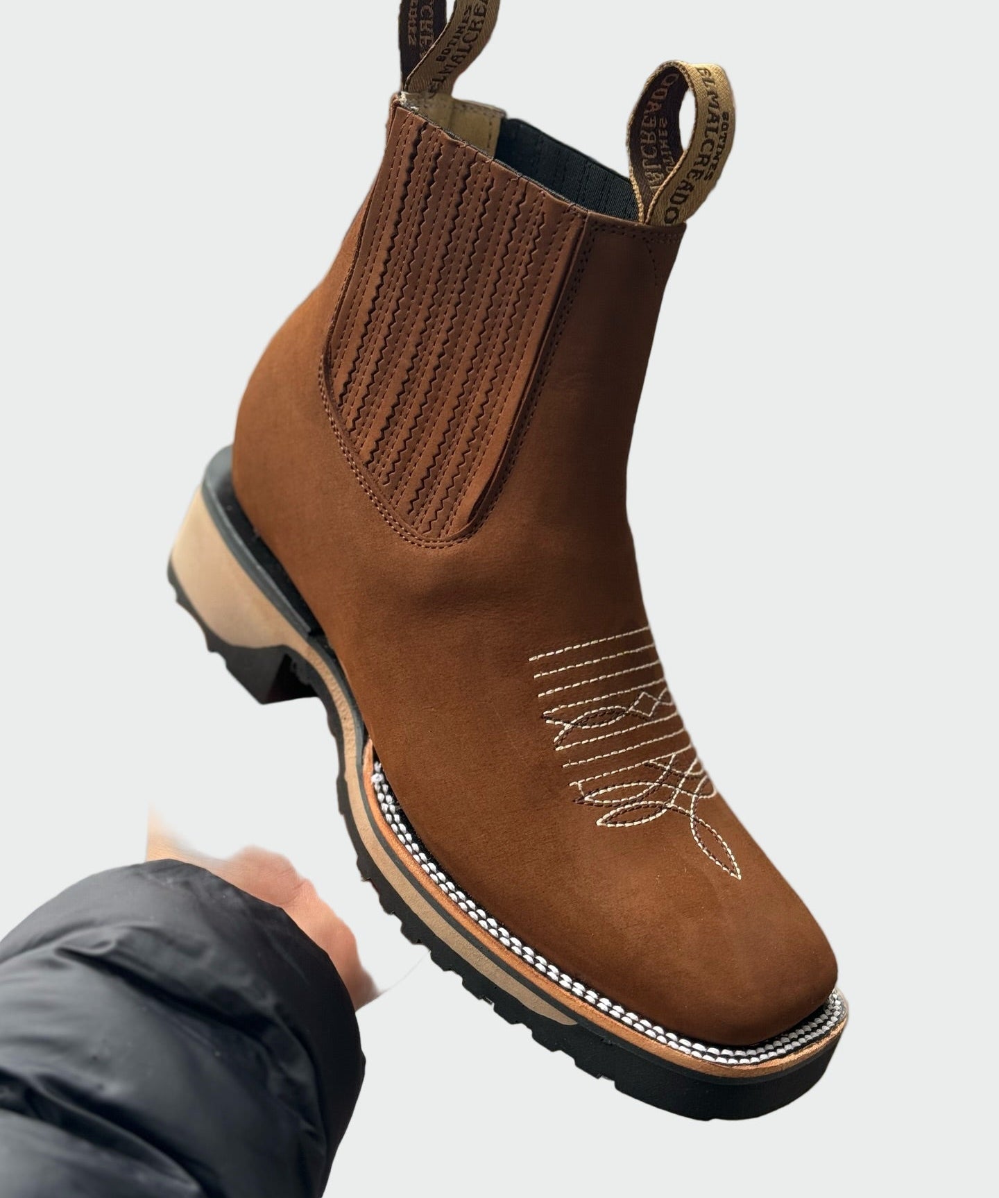 Róza | Barna velúr cowboy cipők