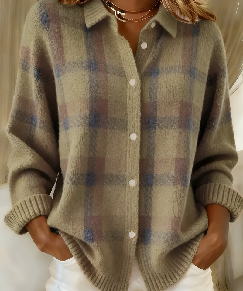 Anna | Puha kockás kötött kardigán