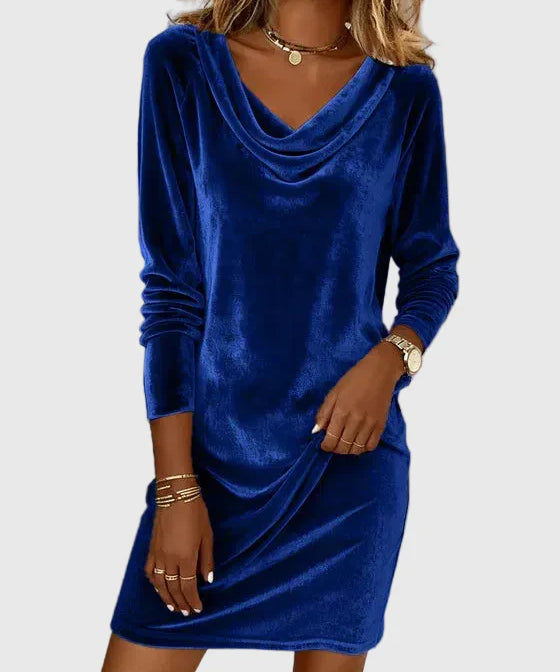 Zsófia | Elegáns kék velúr ruha