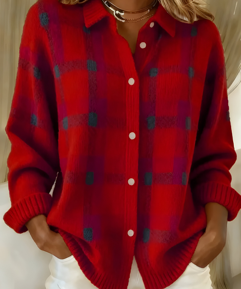 Anna | Puha kockás kötött kardigán