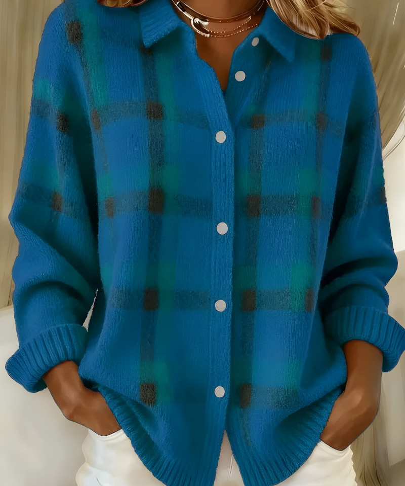 Anna | Puha kockás kötött kardigán