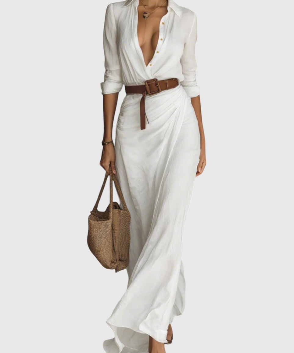 Klara | Elegáns hosszú ruha övvel