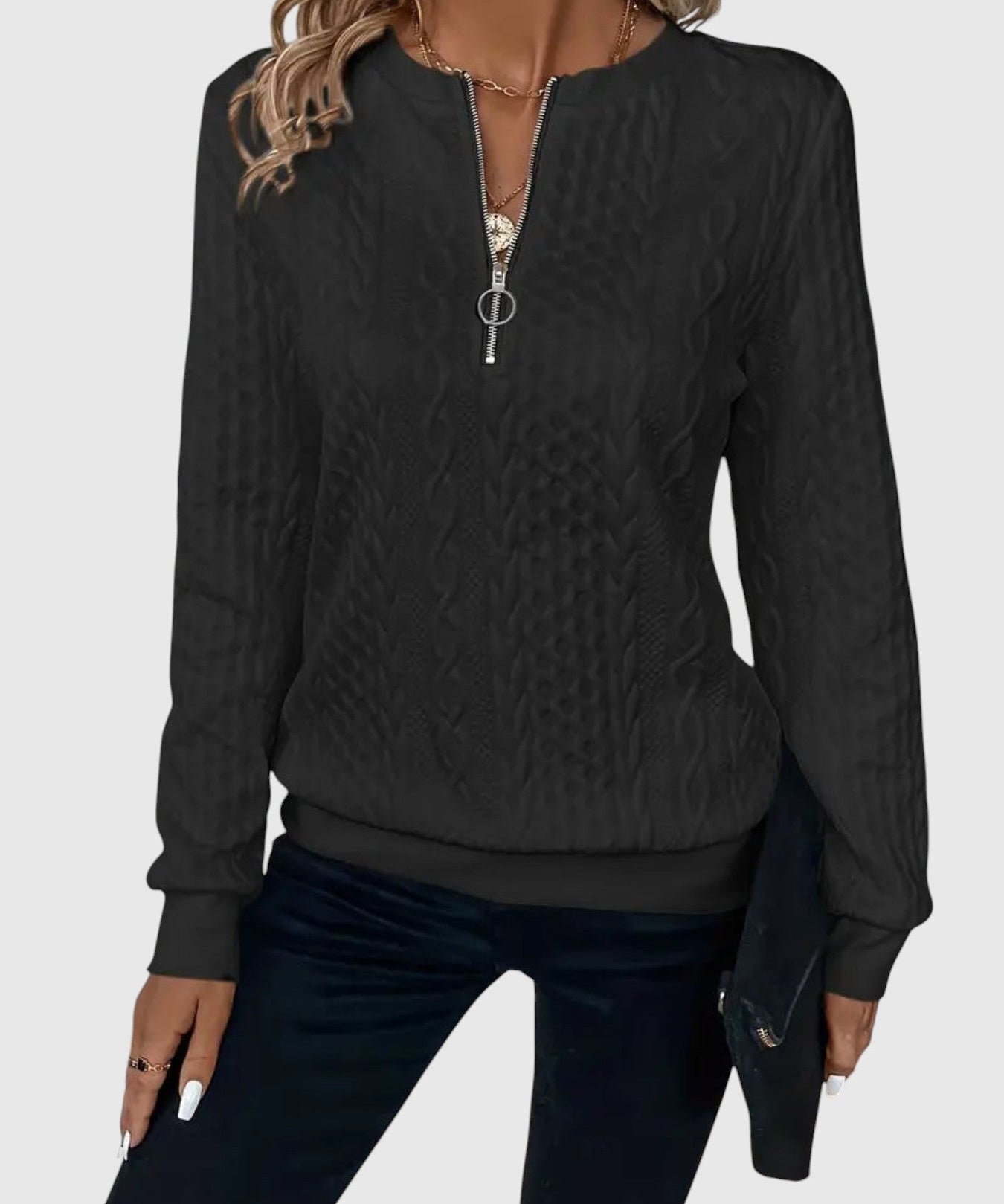 Amalie | Kötött pulóver cipzárral elegáns