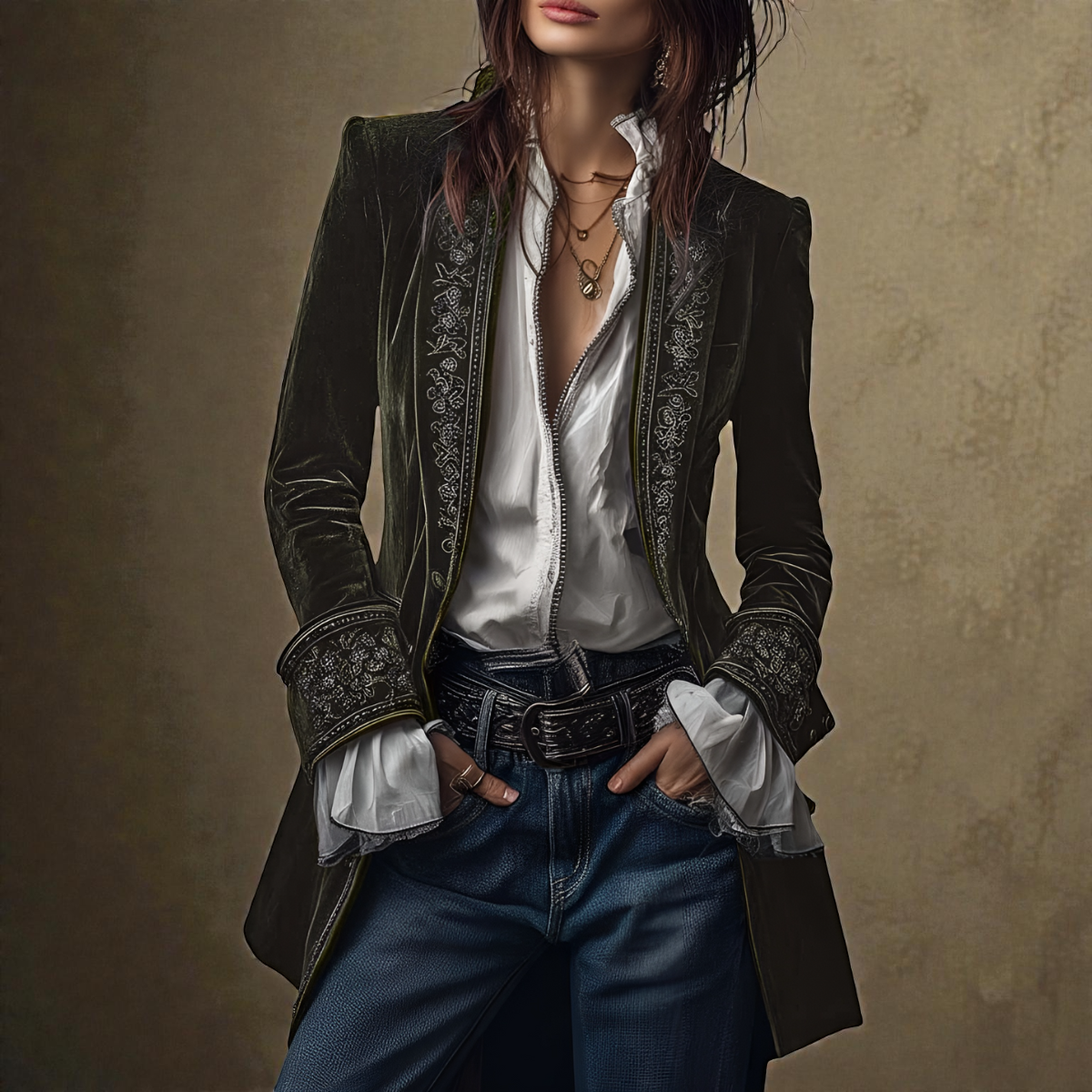 Nuria | Elegáns bársonykabát