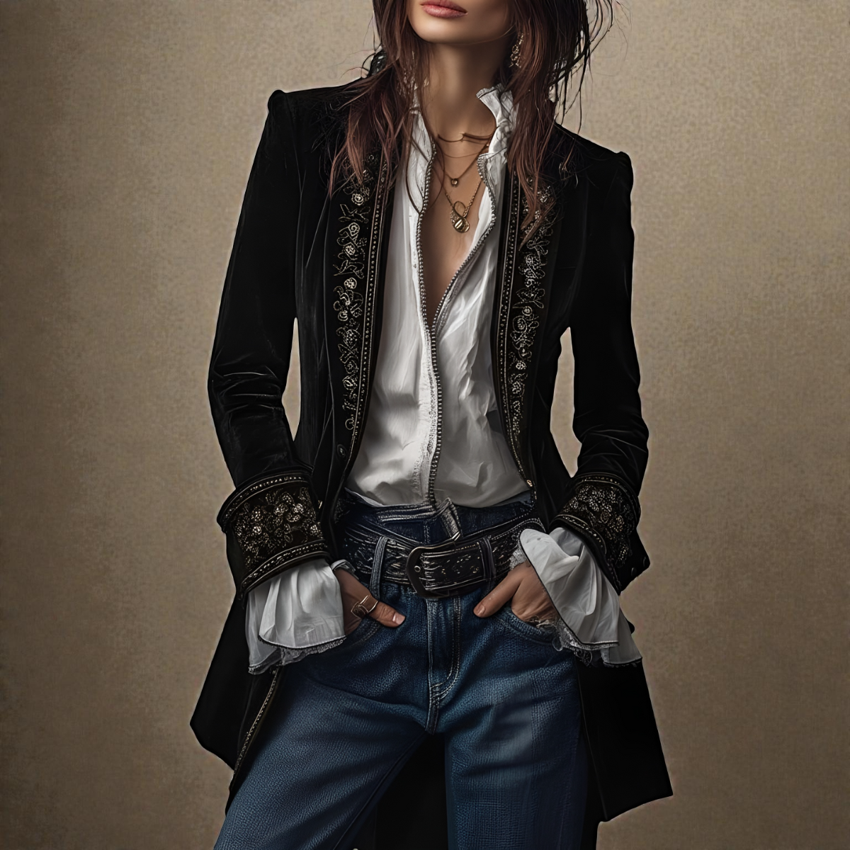 Nuria | Elegáns bársonykabát