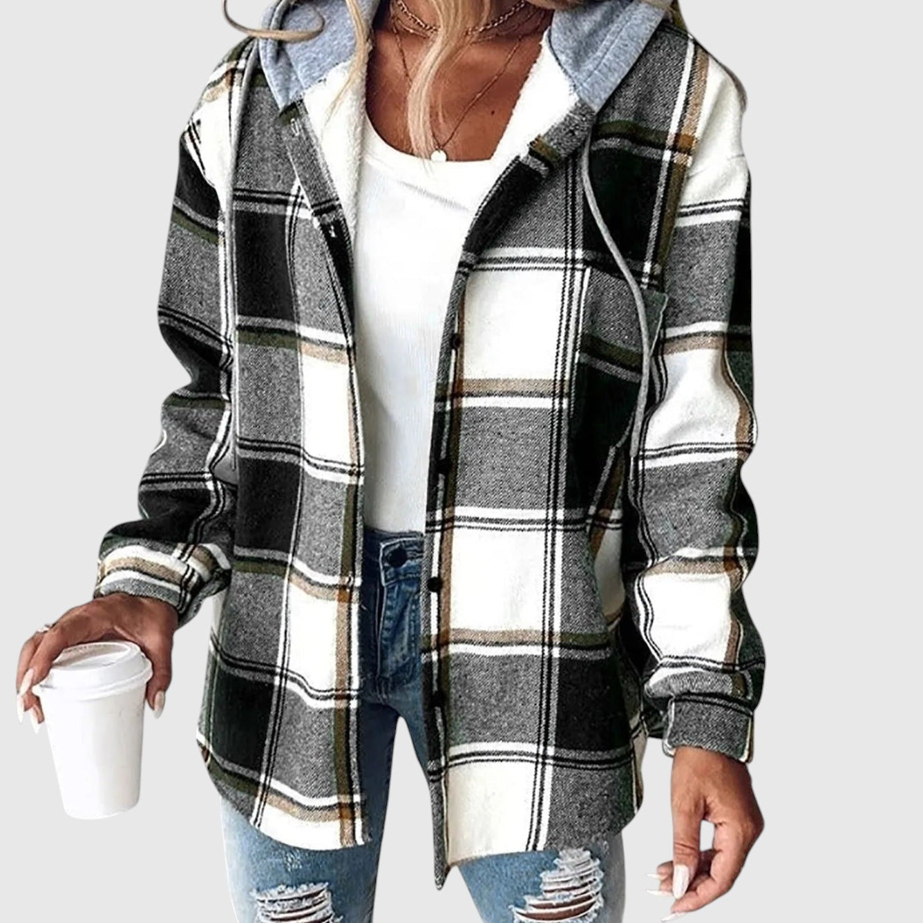 Maya | Kockás kapucnis kabát mindennapokra