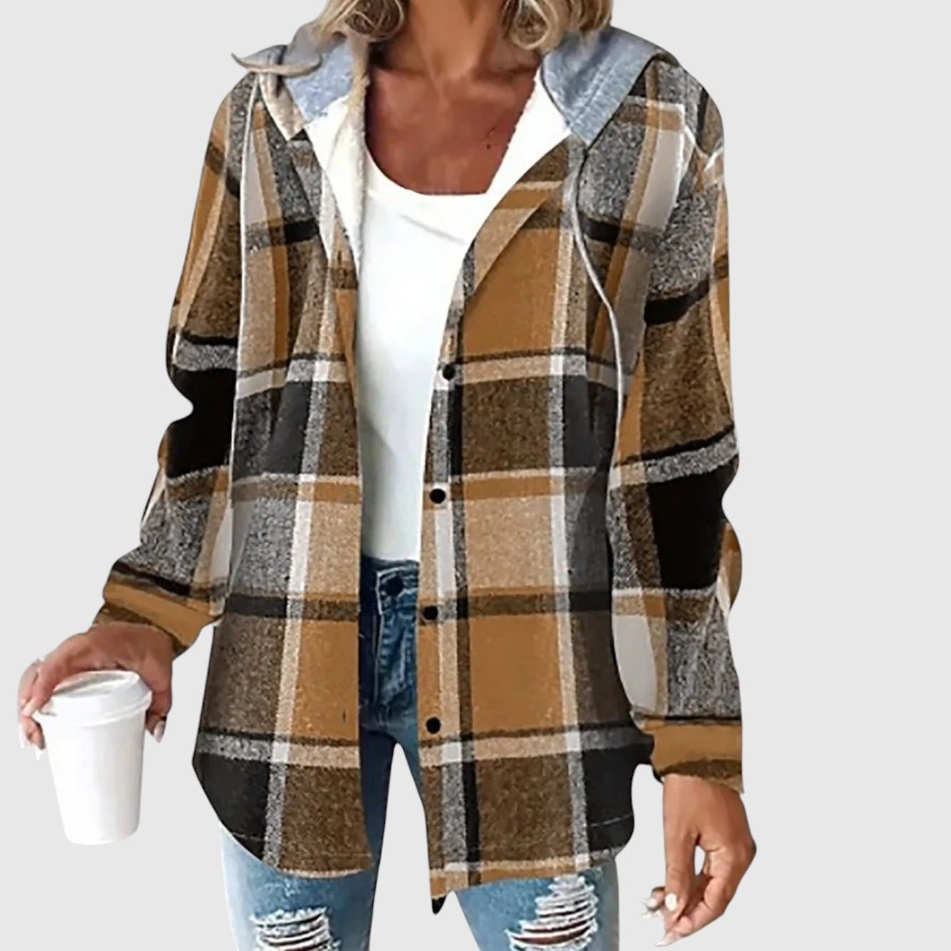 Maya | Kockás kapucnis kabát mindennapokra