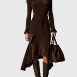 Adelina | Suede Midi Ruha Derékmegkötővel