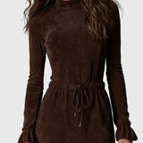 Adelina | Suede Midi Ruha Derékmegkötővel